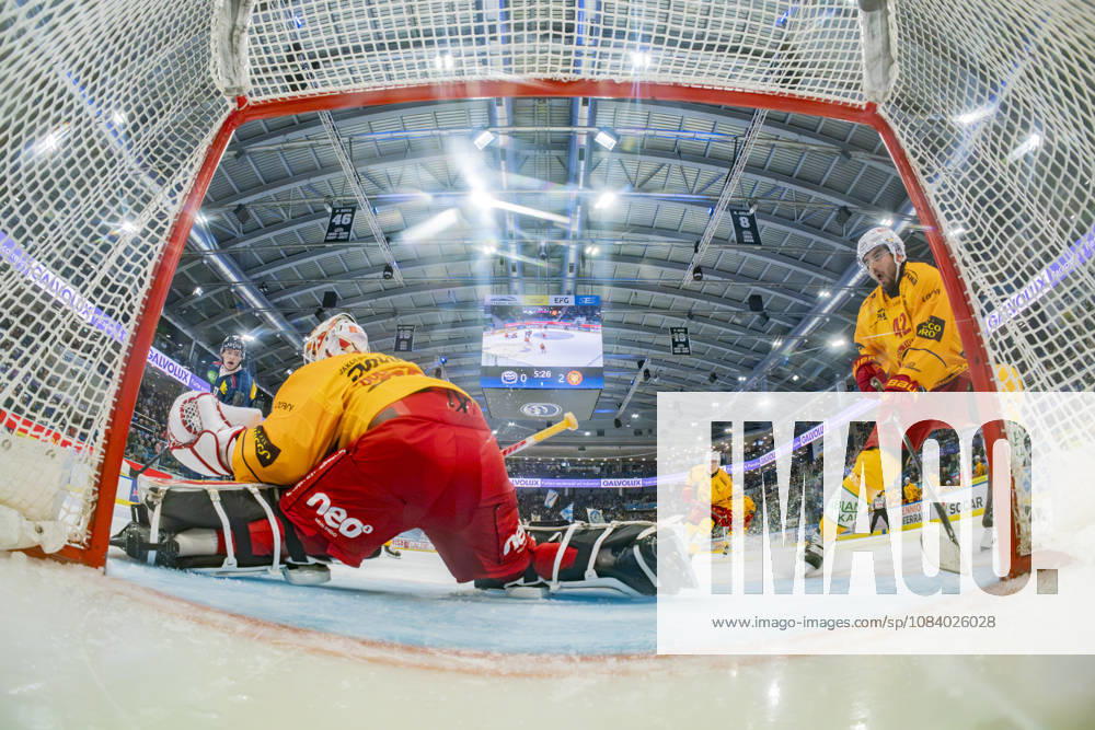 Quinto, Gottardo Arena, NL: HC Ambrì-Piotta v SCL Tigers: 39 goalkeeper Luca Boltshauser (Tigers) in action Quinto Gottardo Arena Ticino Switzerland