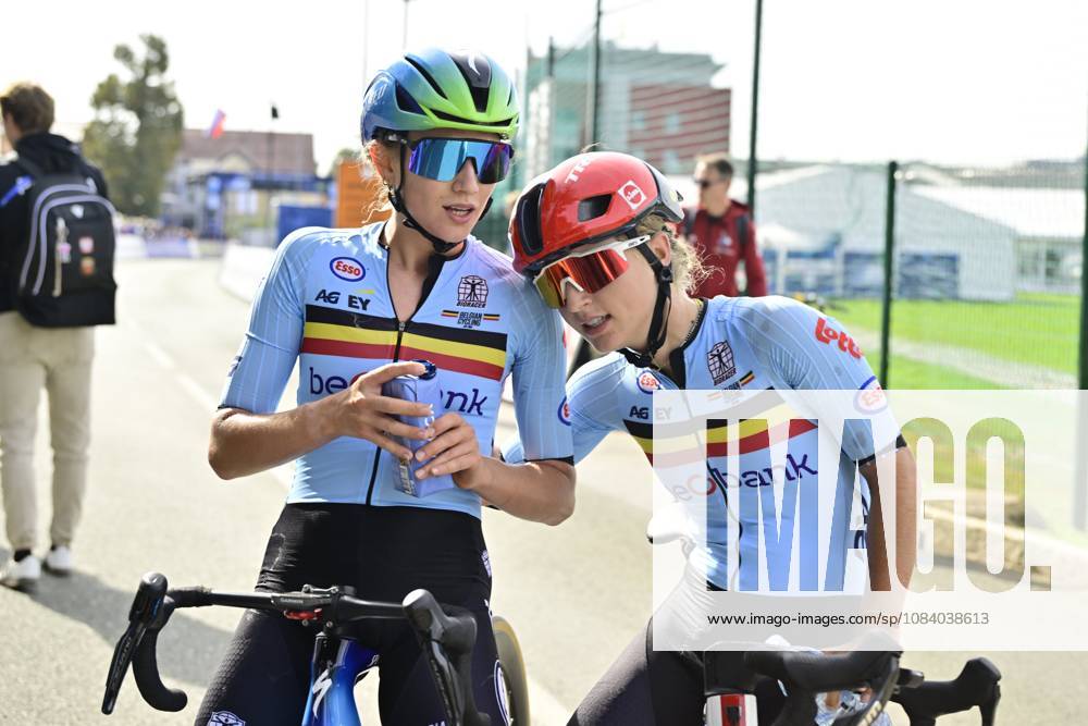 UEC 2026 Road European Championships Ljubljana 02 10 2026 SENCUR, SLOVENIA - OCTOBER 02 : Moerman Tess (BEL) and Moors Fleur (BEL) during the Women U23 cycling road race at the 2026 UEC Road European Championships. An UCI Continental Championships cycling race of 88,4 km with start and finsih in Sencur on October 2, 2026 in Sencur, Slovenia, 02 10 2026 Sencur Slovenia