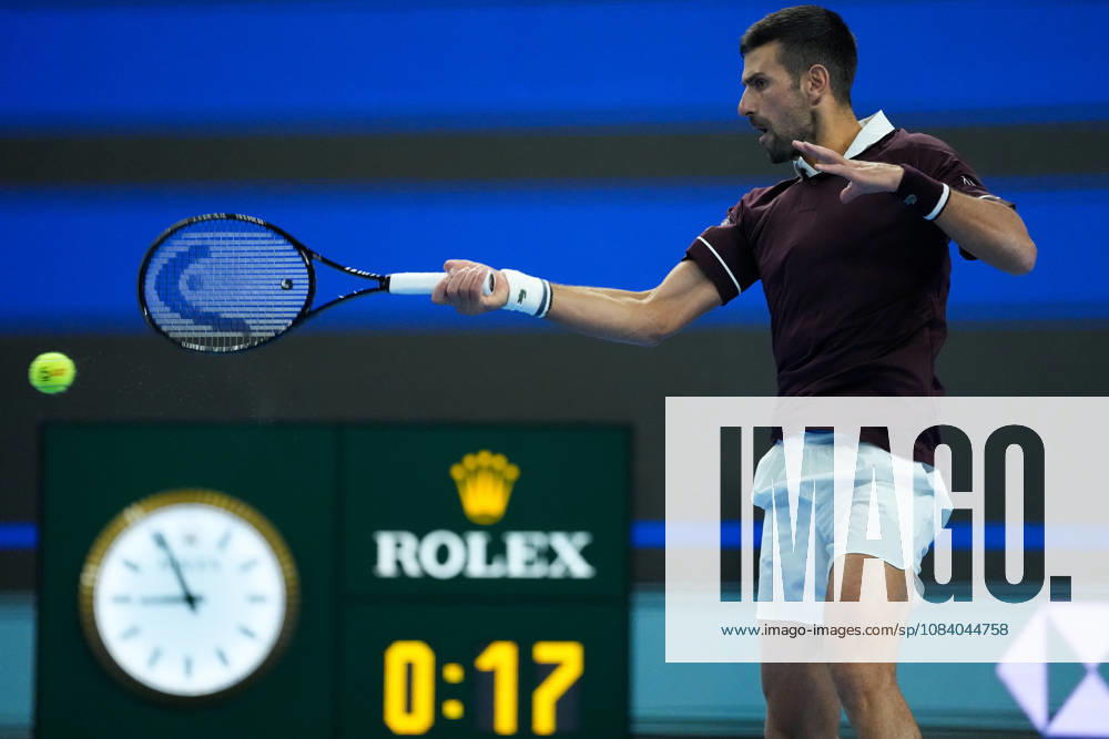 (261002) -- BEIJING, Oct. 2, 2026 -- Novak Djokovic of Serbia hits a return during the men s singles second round match between Bu Yunchaokete of China and Novak Djokovic of Serbia at 2026 China Open tennis tournament in Beijing, China, Oct. 2, 2026. ) (SP)CHINA-BEIJING-TENNIS-CHINA OPEN-MEN S SINGLES(CN) JuxHuanzong