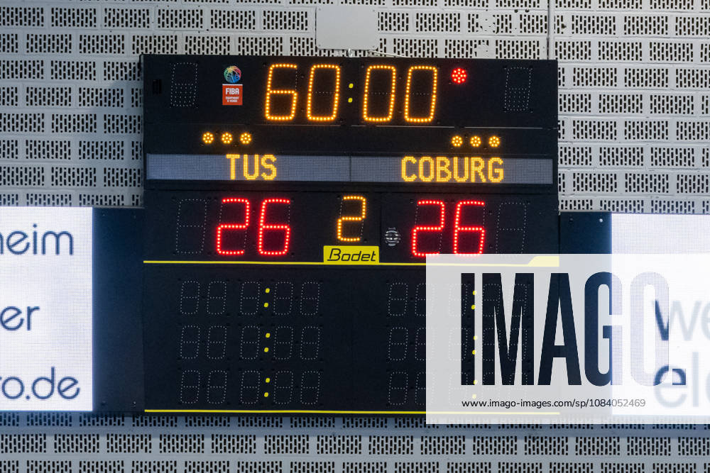 Anzeigetafel mit dem Stand von 26:26 nach Abpfiff GER, TuS N-Luebbecke vs. HSC 2000 Coburg, Handball, 2. Bundesliga, 6. Spieltag, Spielzeit 2026 2027, 02.10.2026 GER, TuS N-Luebbecke vs. HSC 2000 Coburg, Handball, 2. Bundesliga, 6. Spieltag, Spielzeit 2026 2027, 02.10.2026 Luebbecke