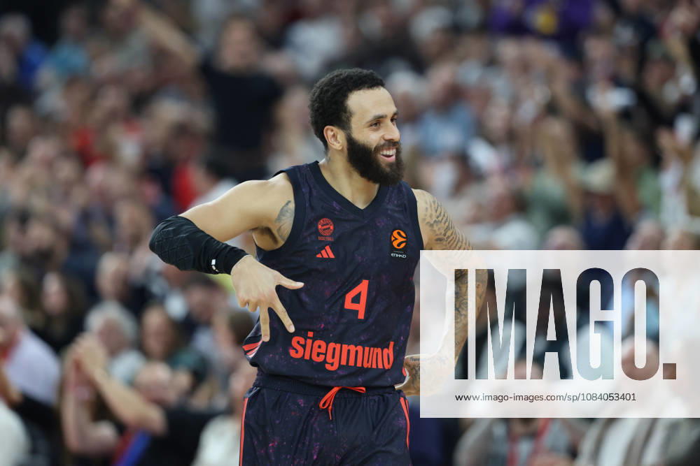 Duane Washington Jr. (FC Bayern Basketball, 04) bejubelt einen Treffer, Jubel, Emotionen, GER, FC Bayern Basketball vs. Partizan Mozzart Bet Belgrad, Basketball, Euroleague, 3. Spieltag, Saison 2026 2027, 02.10.2026, GER, FC Bayern Basketball vs. Partizan Mozzart Bet Belgrad, Basketball, Euroleague, 3. Spieltag, Saison 2026 2027, 02.10.2026 Muenchen