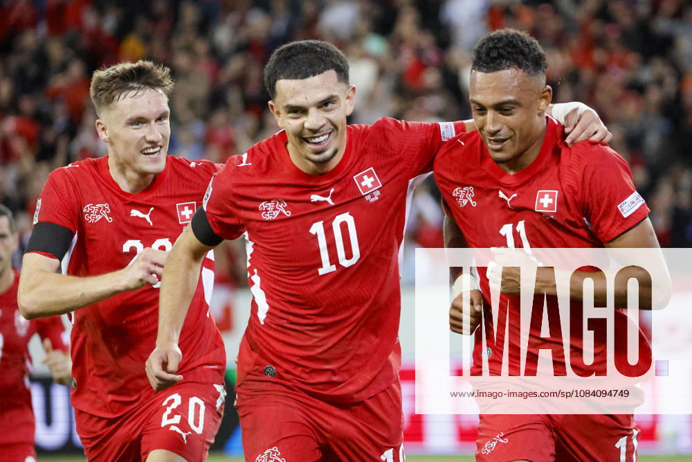 Torjubel Schweiz beim 2:1 durch Dan Ndoye (Schweiz, 11), Freude, Begeisterung, positive Emotionen, Torerfolg , Schweiz, UEFA , Nations League, Matchday 3, Schweiz vs. Slowenien, 03.10.2026, Luzern Swissporarena Schweiz
