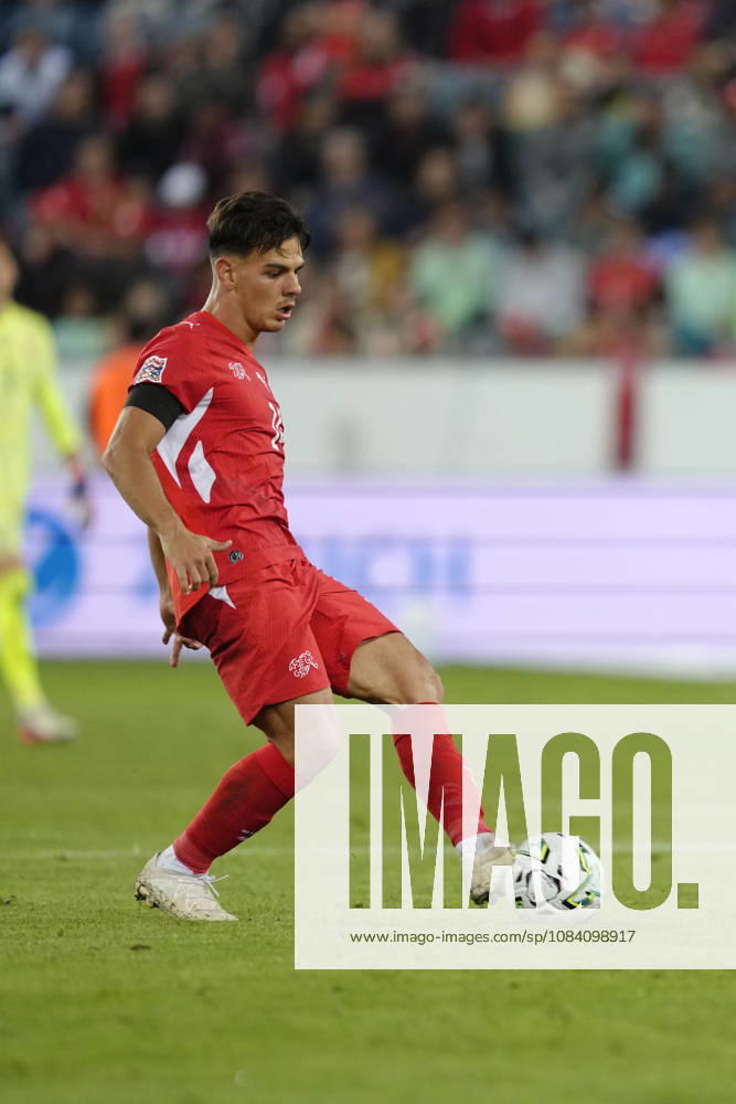 Ardon Jashari (14 SUI) during the UEFA Nations League match between Switzerland and Slovenia at thermoplan arena on October 03, 2026 in Luzern, Switzerland.