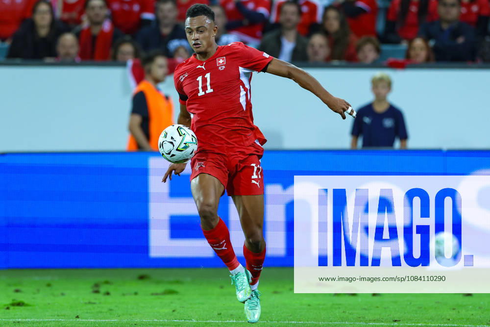 Dan Ndoye (11 Switzerland) during the UEFA Nations League match between Switzerland and Slovenia at thermoplan arena on October 3, 2026 in Lucerne, Switzerland.
