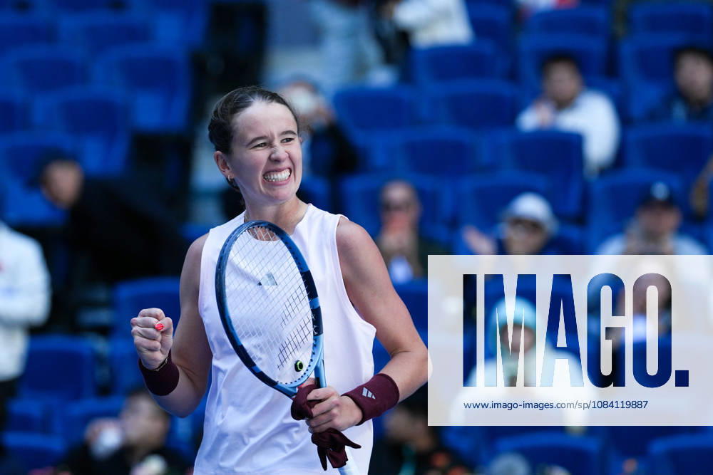(261004) -- BEIJING, Oct. 4, 2026 -- Nikola Bartunkova celebrates after winning the women s singles third round match between Aryna Sabalenka of Belarus and Nikola Bartunkova of the Czech Republic at 2026 China Open tennis tournament in Beijing, China, Oct. 4, 2026. ) (SP)CHINA-BEIJING-TENNIS-CHINA OPEN-WOMEN S SINGLES(CN) JuxHuanzong