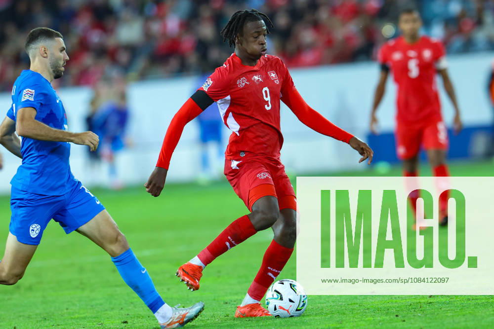 Johan Manzambi (9 Switzerland) during the UEFA Nations League match between Switzerland and Slovenia at thermoplan arena on October 3, 2026 in Lucerne, Switzerland.