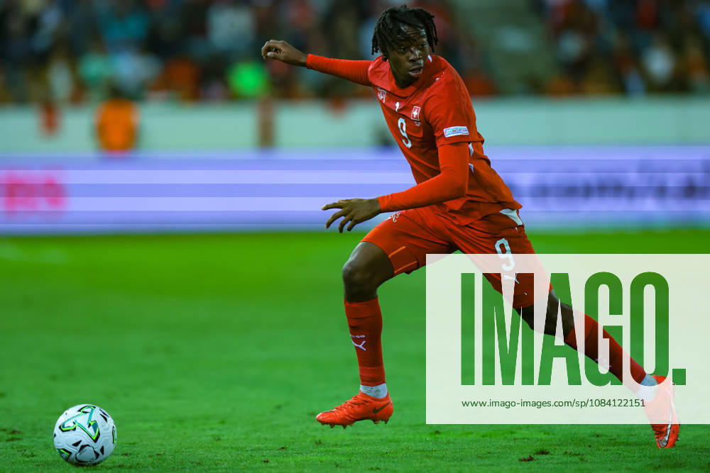 Johan Manzambi (9 Switzerland) during the UEFA Nations League match between Switzerland and Slovenia at thermoplan arena on October 3, 2026 in Lucerne, Switzerland.