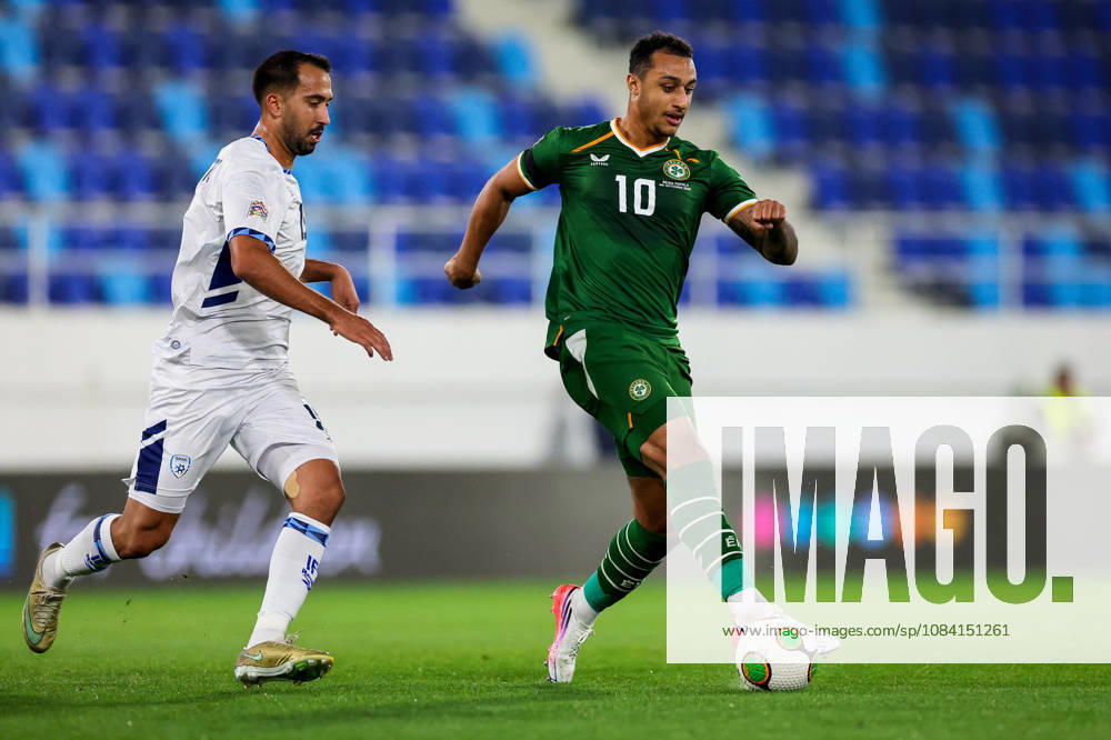 UEFA Nations League Group Stage, TSC Arena, BaÄka Topola, Serbia 4 10 2026 Republic of Ireland vs Israel Ireland s Adam Idah is pressured by Israel s Eliel Peretz Adam Idah is pressured by Eliel Peretz 4 10 2026