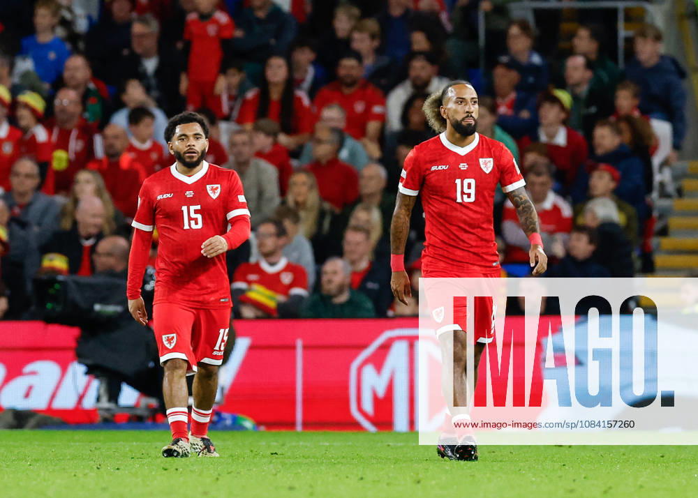 Cardiff, Wales, 4th October 2026. Jay Dasilva (left) and Sorba Thomas (right) of Wales react after their side concedes there first goal during the Wales vs Denmark UEFA Nations League match at the Cardiff City Stadium, Cardiff. Picture credit should read: Cody Froggatt Sportimage . SPI_040_CF_WALES_V_DENMARK SPI-5051-0040