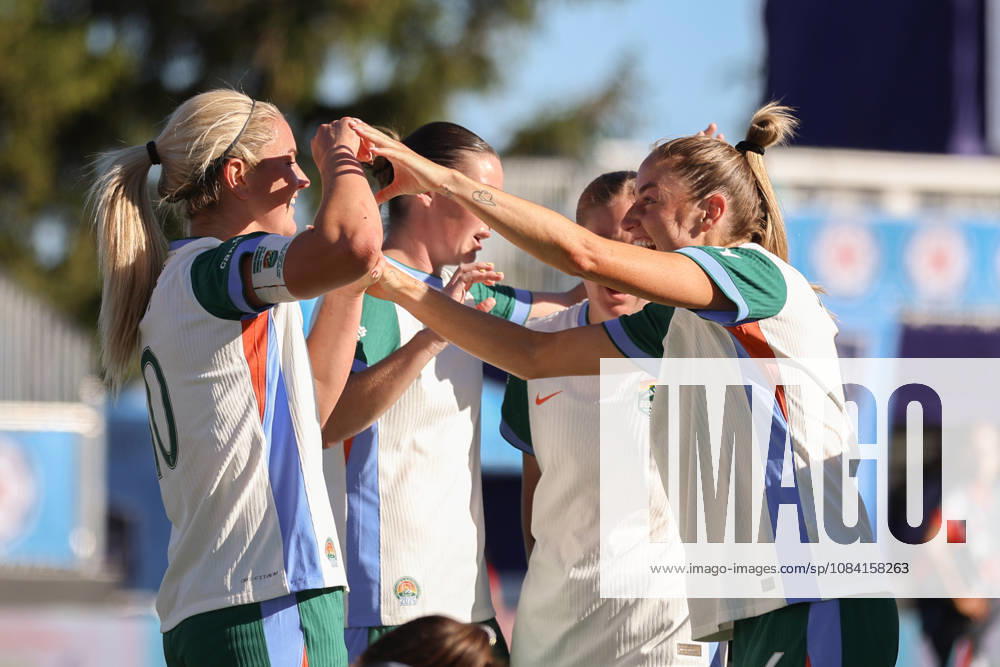 Lindsey Heaps (10 Denver Summit FC) and Janine Sonis (6 Denver Summit FC) celebrates after the second goal during the game between the Chicago Stars FC and Denver Summit FC at Northwestern Medicine Field at Martin Stadium on Sunday, October 4 in Evanston, USA