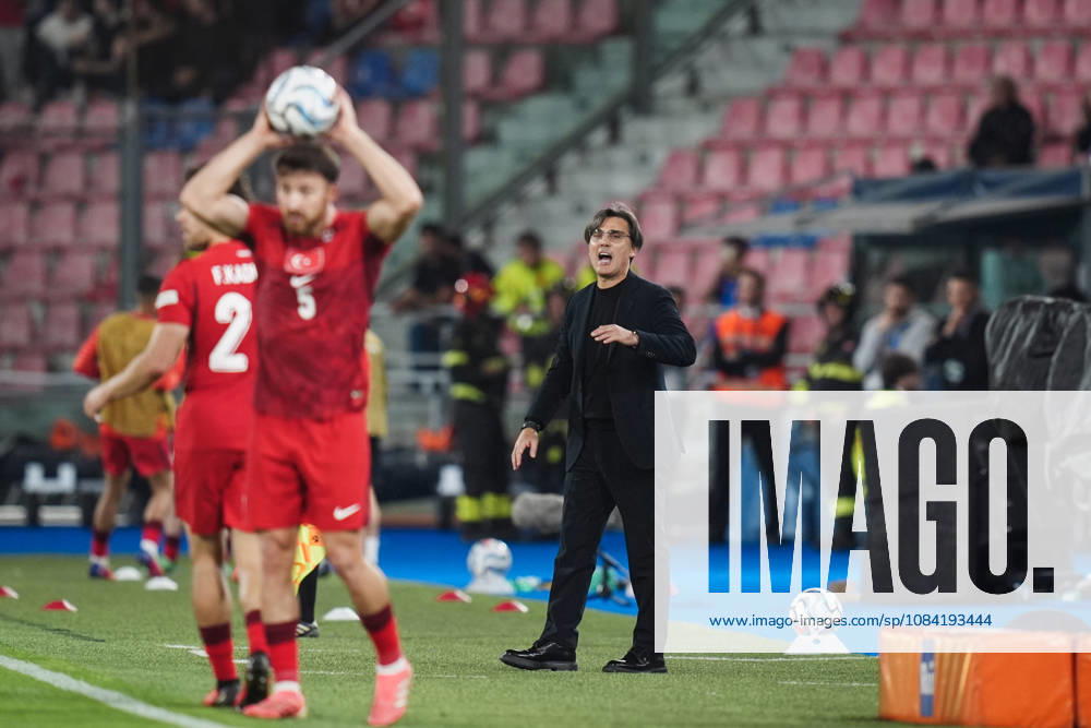 TurkeyÕs head coach Vincenzo Montella shouts instructions to his players during the UEFA Nations League 2026 27 match between Italy and Turkiye (Group A1 - Matchday 4) at Stadio Renato Dall Ara in Bologna, Italy - October 5, 2026. - Soccer