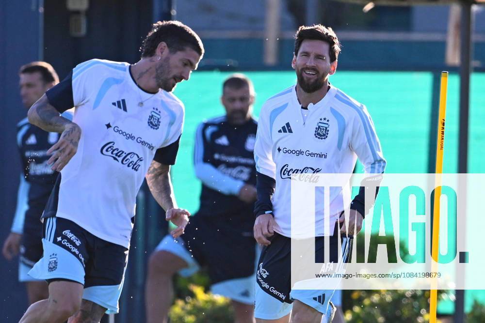 Lionel Messi and Rodrigo De Paul of Argentina last training for national team, Nationalteam at the Lionel Andres Messi Training Camp on October 5, 2026 in Buenos Aires, Argentina. Argentina will face Benin tomorrow in an International Friendly, Länderspiel, Nationalmannschaft match at the Estadio Monumental, marking Messi s final farewell appearance for the national team. Photo by SFSI Lionel Messi of Argentina national team last training