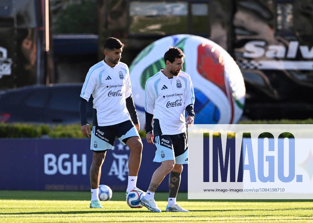 Lionel Messi and Cristian Romero of Argentina national team, Nationalteam at Training Camp on October 5, 2026 in Buenos Aires, Argentina. Argentina will face Benin tomorrow in an International Friendly, Länderspiel, Nationalmannschaft match at the Estadio Monumental, marking Messi s final farewell appearance for the national team. Photo by SFSI Lionel Messi of Argentina national team last training