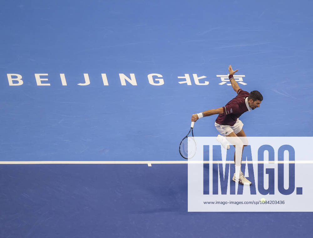 (261006) -- BEIJING, Oct. 6, 2026 -- Novak Djokovic of Serbia hits a return during the men s singles final match against Alex de Minaur of Australia at 2026 China Open tennis tournament in Beijing, China, Oct. 6, 2026. (Photo by Xinhua) (SP)CHINA-BEIJING-TENNIS-CHINA OPEN-MEN S SINGLES-FINAL(CN) MaxZihan