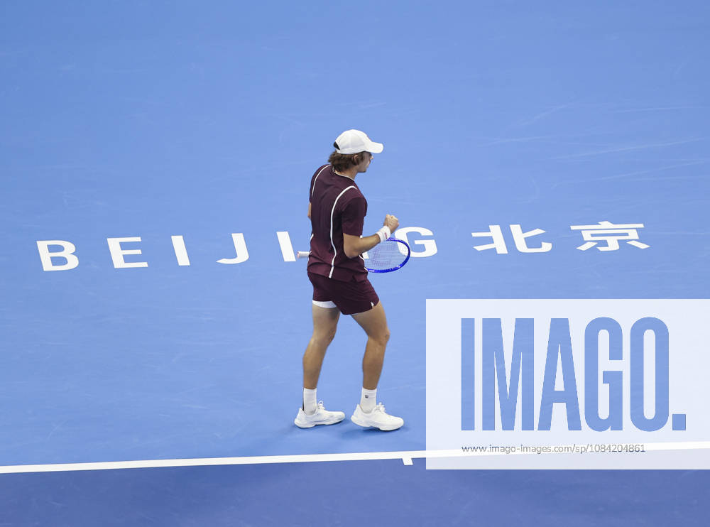 (261006) -- BEIJING, Oct. 6, 2026 -- Alex de Minaur of Australia celebrates scoring during the men s singles final match against Novak Djokovic of Serbia at 2026 China Open tennis tournament in Beijing, China, Oct. 6, 2026. (Photo by Xinhua) (SP)CHINA-BEIJING-TENNIS-CHINA OPEN-MEN S SINGLES-FINAL(CN) MaxZihan