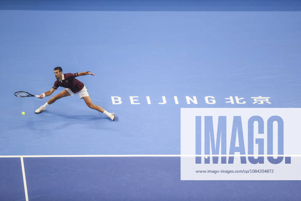 (261006) -- BEIJING, Oct. 6, 2026 -- Novak Djokovic of Serbia hits a return during the men s singles final match against Alex de Minaur of Australia at 2026 China Open tennis tournament in Beijing, China, Oct. 6, 2026. (Photo by Xinhua) (SP)CHINA-BEIJING-TENNIS-CHINA OPEN-MEN S SINGLES-FINAL(CN) MaxZihan