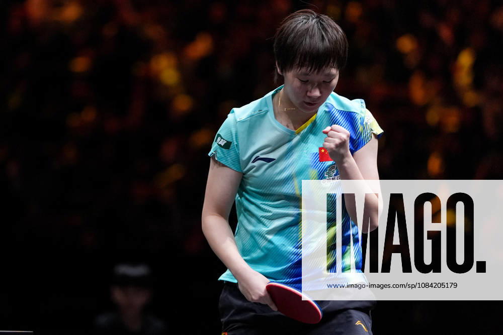(261006) -- BEIJING, Oct. 6, 2026 -- Wang Manyu of China celebrates a score during the women s singles round of 32 match against Manika Batra of India at 2025 World Table tennis, Tischtennis (WTT) China Smash in Beijing, China, Oct. 6, 2026. ) (SP)CHINA-BEIJING-TABLE TENNIS-WTT-CHINA SMASH-WOMEN S SINGLES (CN) XiexHan