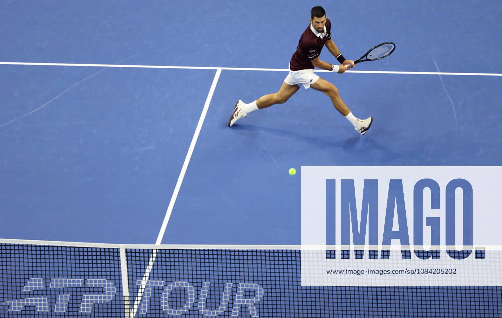 (261006) -- BEIJING, Oct. 6, 2026 -- Novak Djokovic of Serbia hits a return during the men s singles final against Alex de Minaur of Australia at 2026 China Open tennis tournament in Beijing, China, Oct. 6, 2026. ) (SP)CHINA-BEIJING-TENNIS-CHINA OPEN-MEN S SINGLES-FINAL(CN) ZhangxChenlin