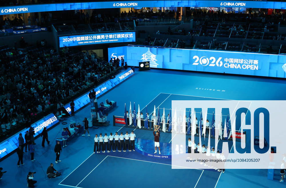 (261006) -- BEIJING, Oct. 6, 2026 -- Winner Novak Djokovic of Serbia holds up the champion trophy during the awarding ceremony for the men s singles final at 2026 China Open tennis tournament in Beijing, China, Oct. 6, 2026. ) (SP)CHINA-BEIJING-TENNIS-CHINA OPEN-MEN S SINGLES-AWARDING CEREMONY(CN) ZhangxChenlin