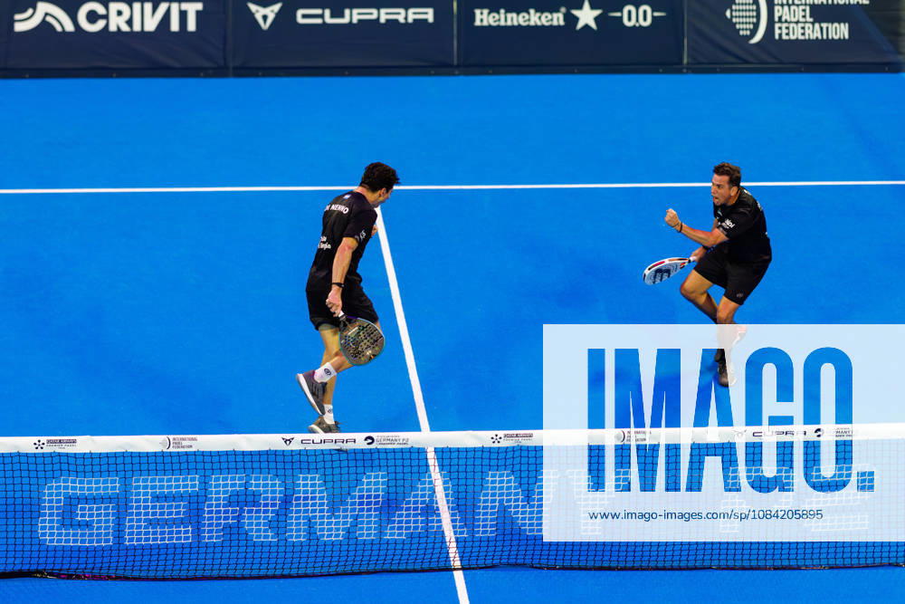 DÜSSELDORF, GERMANY - 6 OCTOBER 2026: Image shows the celebration of Francisco Navarro (ESP) and Martin Di Nenno (ARG) during CUPRA Germany Premier Padel P2 2026 Day 3 at CASTELLO Düsseldorf on 6 10 2026 in Düsseldorf, Germany. Germany