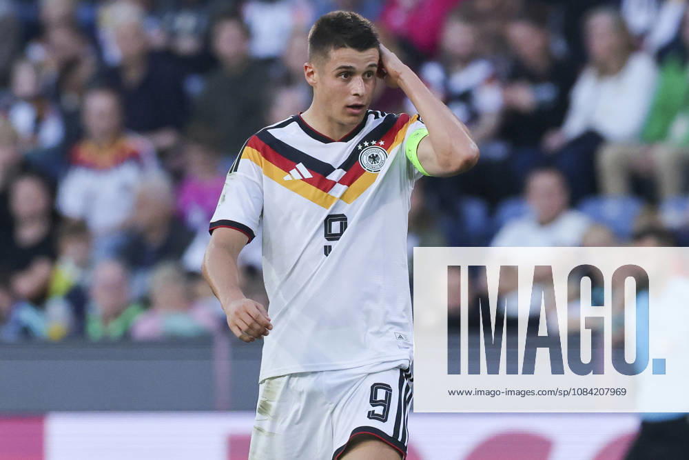 Nicolo Tresoldi (Germany) looks dejected during the UEFA Under21 EURO Qualifier, EM, Europameisterschaft between Germany U21, U 21 and Georgia U21 at Almstadion on October 6, 2026 in Bielefeld, Germany. (Photo by Marco Steinbrenner DeFodi Images) -