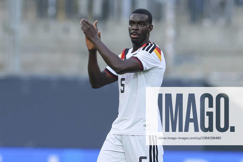 Joshua Quarshie (Germany) cheers during the UEFA Under21 EURO Qualifier, EM, Europameisterschaft between Germany U21, U 21 and Georgia U21 at Almstadion on October 6, 2026 in Bielefeld, Germany. (Photo by Marco Steinbrenner DeFodi Images) -