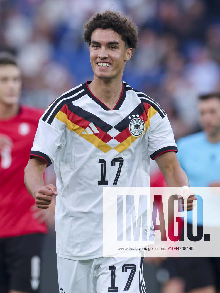 Noah Darvich (Germany) celebrates after scoring his teams first goal during the UEFA Under21 EURO Qualifier, EM, Europameisterschaft between Germany U21, U 21 and Georgia U21 at Almstadion on October 6, 2026 in Bielefeld, Germany. (Photo by Marco Steinbrenner DeFodi Images) -