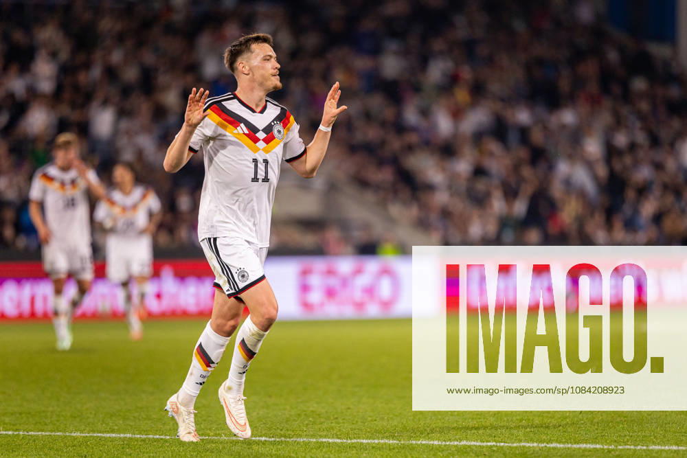 Dzenan Pejcinovic (Deutschland U21, U 21 11) jubelt ueber das Tor zum 2:0 GER, Deutschland (GER) vs. Georgien (GEO), Fussball, UEFA U21 EM-Qualifikation, Gruppe F, 13. Spieltag, Spielzeit 2026 2027, 06.10.2026 GER, Deutschland (GER) vs. Georgien (GEO), Fussball, UEFA U21 EM-Qualifikation, Gruppe F, 13. Spieltag, Spielzeit 2026 2027, 06.10.2026 Bielefeld