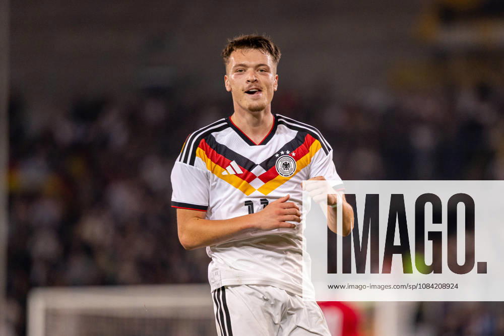 Dzenan Pejcinovic (Deutschland U21, U 21 11) jubelt ueber das Tor zum 2:0 GER, Deutschland (GER) vs. Georgien (GEO), Fussball, UEFA U21 EM-Qualifikation, Gruppe F, 13. Spieltag, Spielzeit 2026 2027, 06.10.2026 GER, Deutschland (GER) vs. Georgien (GEO), Fussball, UEFA U21 EM-Qualifikation, Gruppe F, 13. Spieltag, Spielzeit 2026 2027, 06.10.2026 Bielefeld