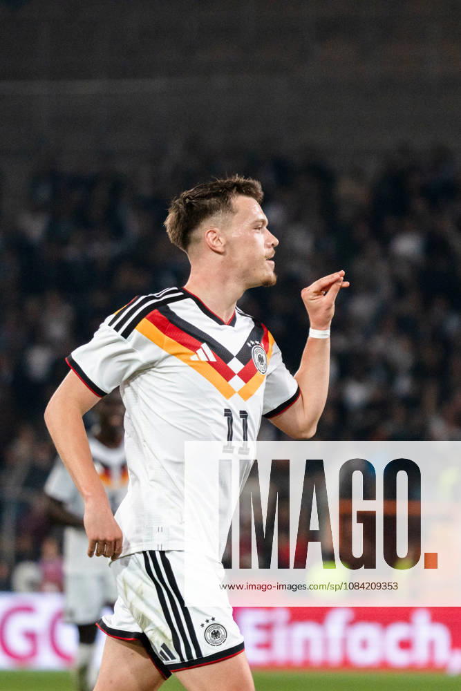 Deutschland: U21, U 21 EM-Qualifikation 2026 2027, Deutschland U21 vs. Georgien U21, Nationalmannschaft, DFB Länderspiel Dienstag 27.03.2026, Schüco Arena, Bielefeld Tor zum 2:0 durch Dzenan Pejcinovic Jubel Freude Emotionen Torjubel