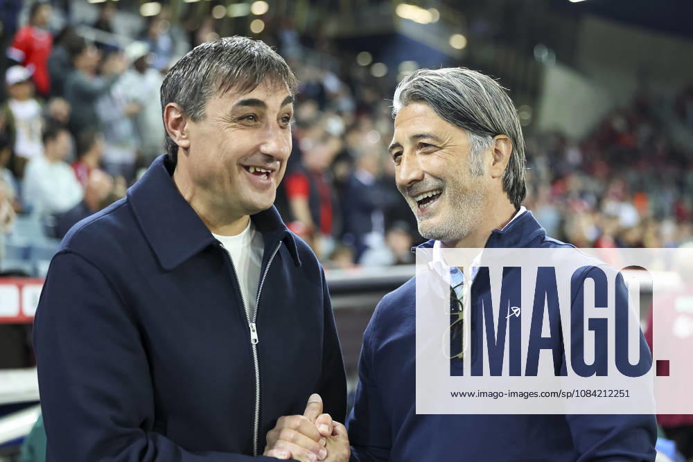 Goce Sedloski (Nordmazedonien, Trainer) und Murat Yakin (Schweiz, Trainer) vor Spielbeginn , Schweiz, UEFA , Nations League, Matchday 4, Schweiz vs. Nordmazedonien, 06.10.2026, Luzern Swissporarena Schweiz