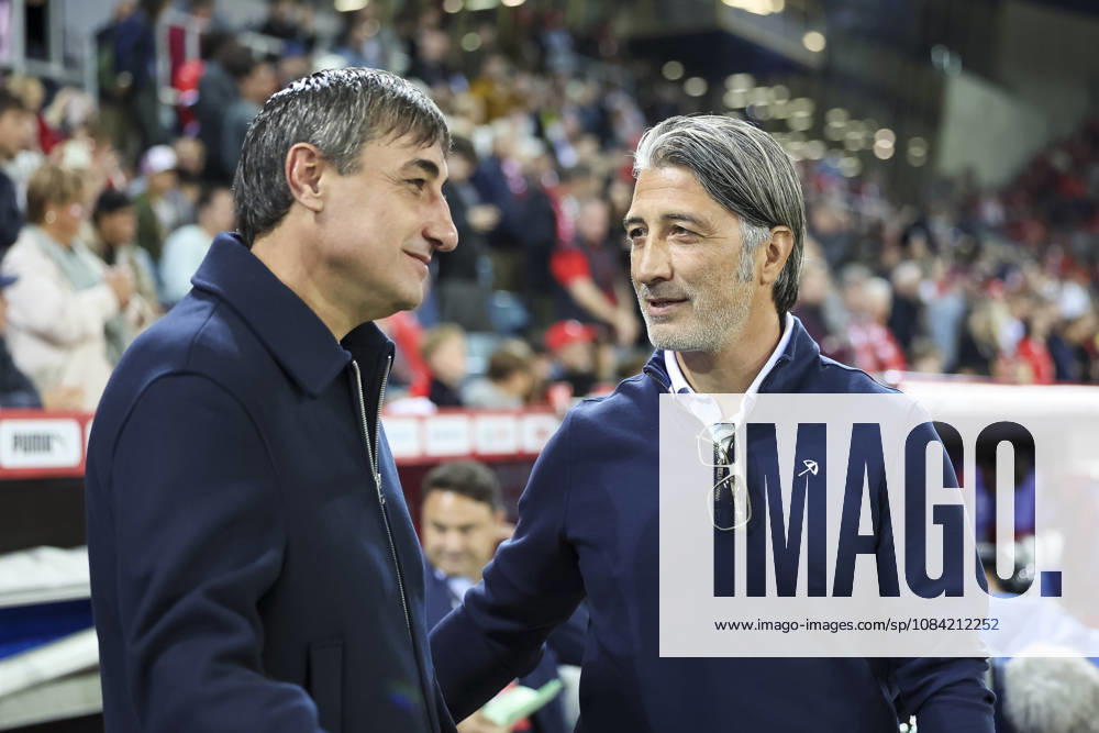Goce Sedloski (Nordmazedonien, Trainer) und Murat Yakin (Schweiz, Trainer) vor Spielbeginn , Schweiz, UEFA , Nations League, Matchday 4, Schweiz vs. Nordmazedonien, 06.10.2026, Luzern Swissporarena Schweiz