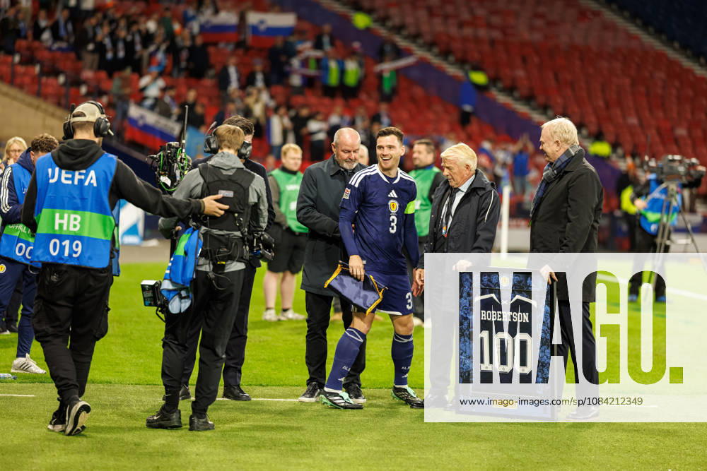 Scotland v Slovenia: Andy Robertson gets presentation for 100 Scotland caps
