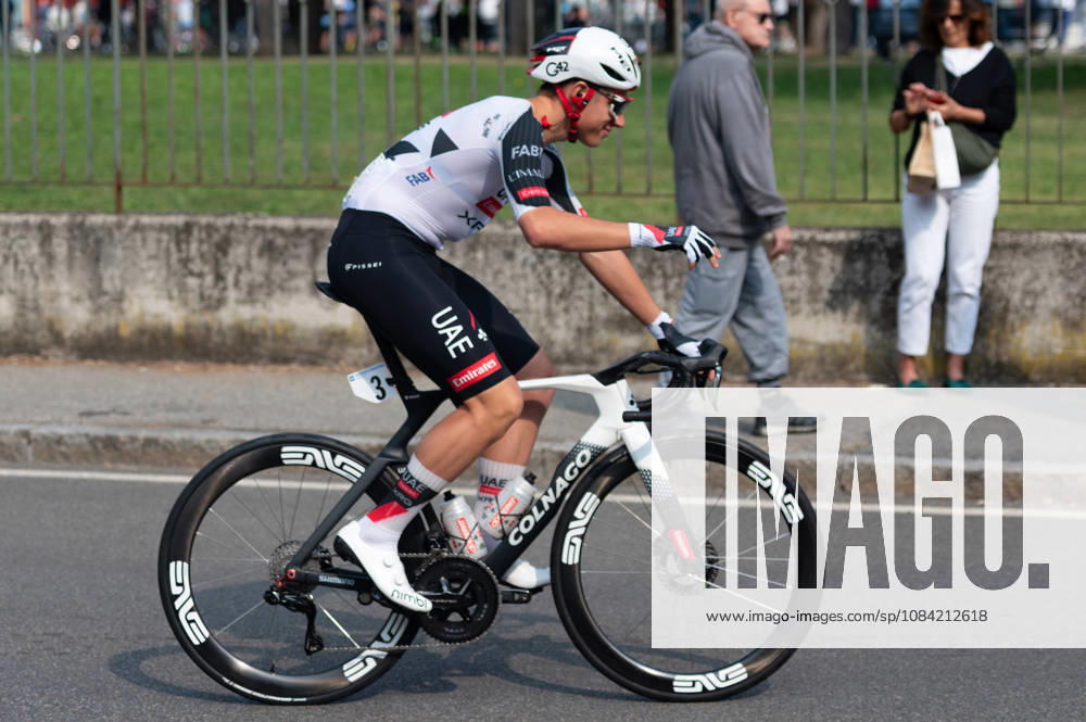 IPA89374876 - Luca Giaimi, UAE TEAM EMIRATES XRG, at the start of the 2026 Tre Valli Varesine in Busto Arsizio, Italy, on October 6, 2026