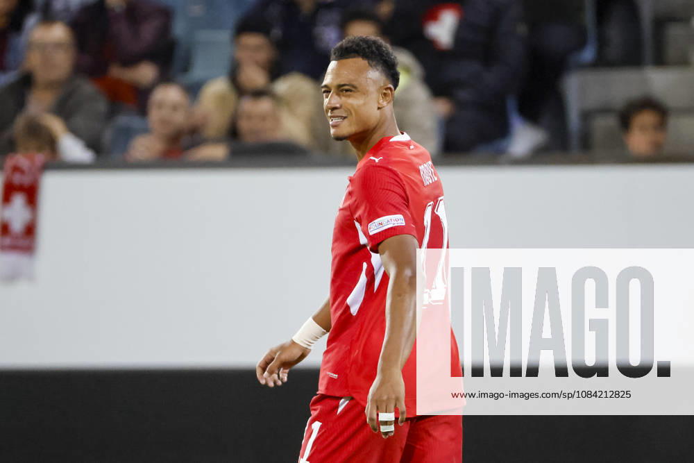 Dan Ndoye (Schweiz, 11), Mimik, Gesichtsausdruck, Emotion , Schweiz, UEFA , Nations League, Matchday 4, Schweiz vs. Nordmazedonien, 06.10.2026, Luzern Swissporarena Schweiz
