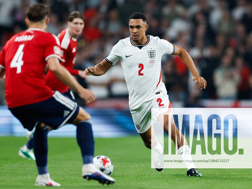 Trent Alexander-Arnold of England dribbles with the ball and stands up Robin Hranac of Czechia England v Czechia, UEFA Nations League, Football, Wembley Stadium, London, UK - 06 Oct 2026London Wembley Stadium United Kingdom
