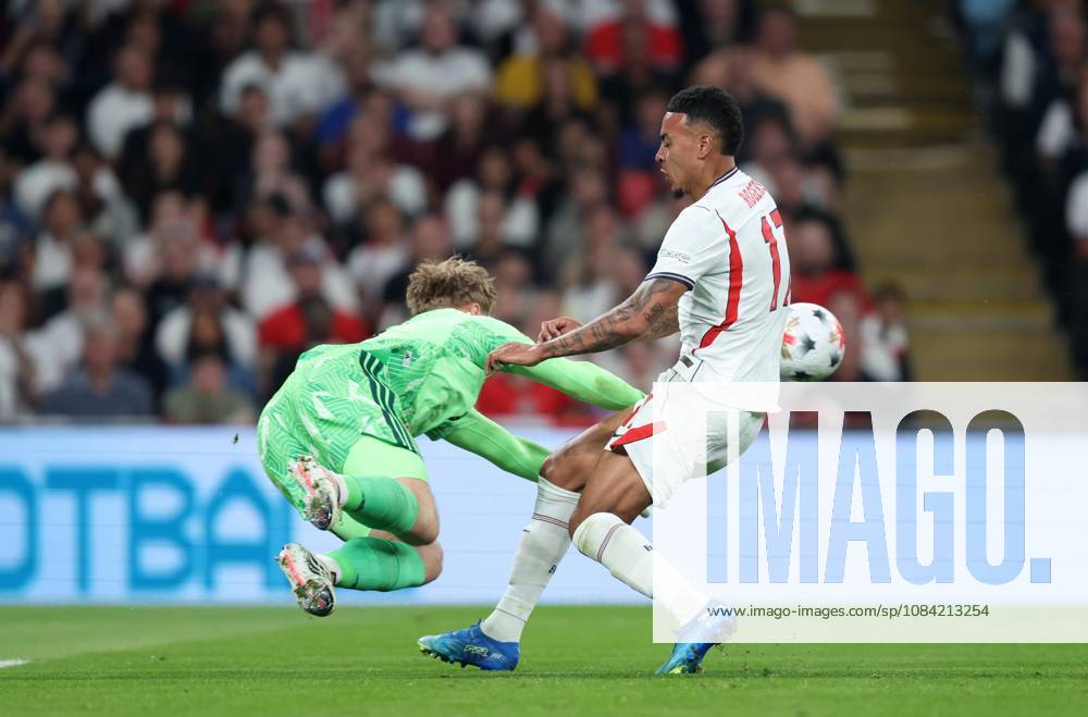 UEFA Nations League - England v Czechia LONDON, ENGLAND, OCTOBER 6: Lukas Hornicek of Czechia national team, Nationalteam tackles Morgan Rogers of England National Team during The UEFA Nations League match in Group A3 between England v Czechia at Wembley Stadium, London, England, on October 6. (Photo by Daniel Weir) London Wembley Stadium England