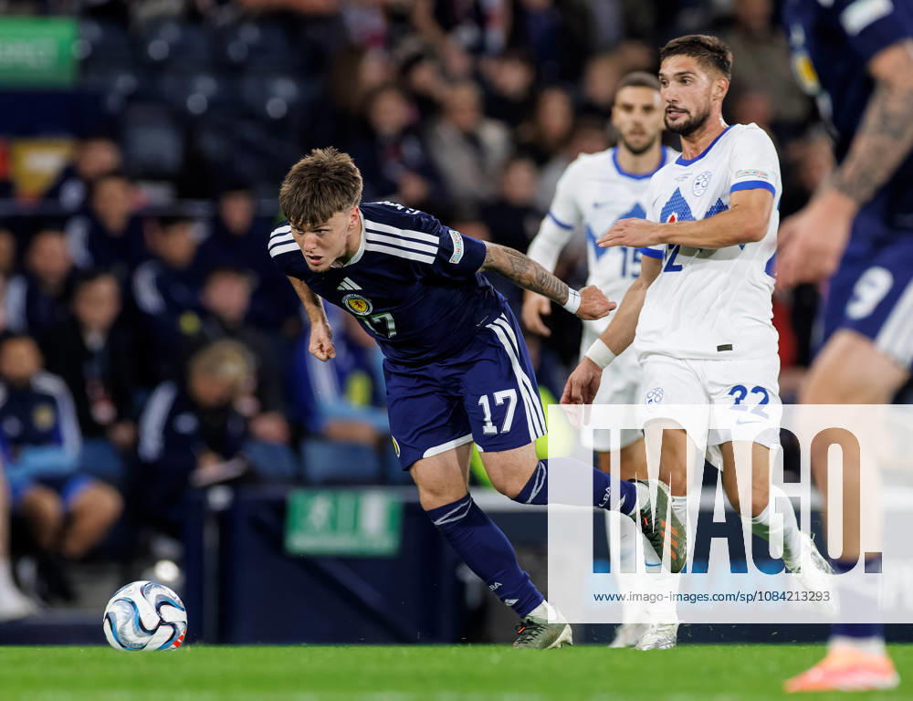 Scotland v Slovenia: Ben Gannon-Doak of Scotland beats Adam Gnezda Cerin of Slovenia