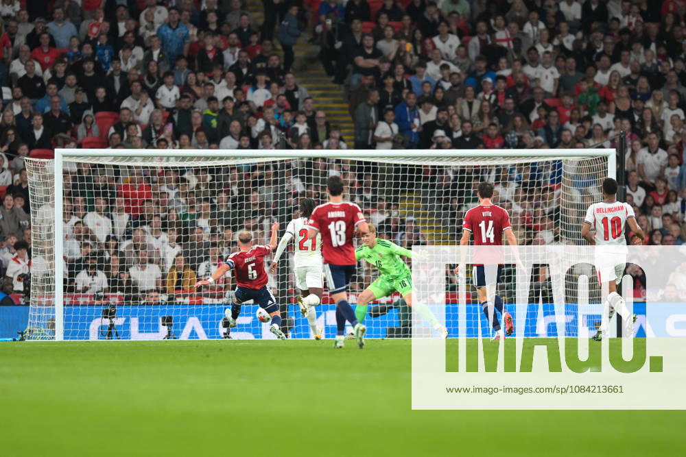 England take the lead in the first half through an own goal from Vladimir Coufal of Czechia after trying to clear a cross from Harry Kane of England during the Nations League match between England and Czechia at Wembley Stadium, London, England on 6 October 2026.
