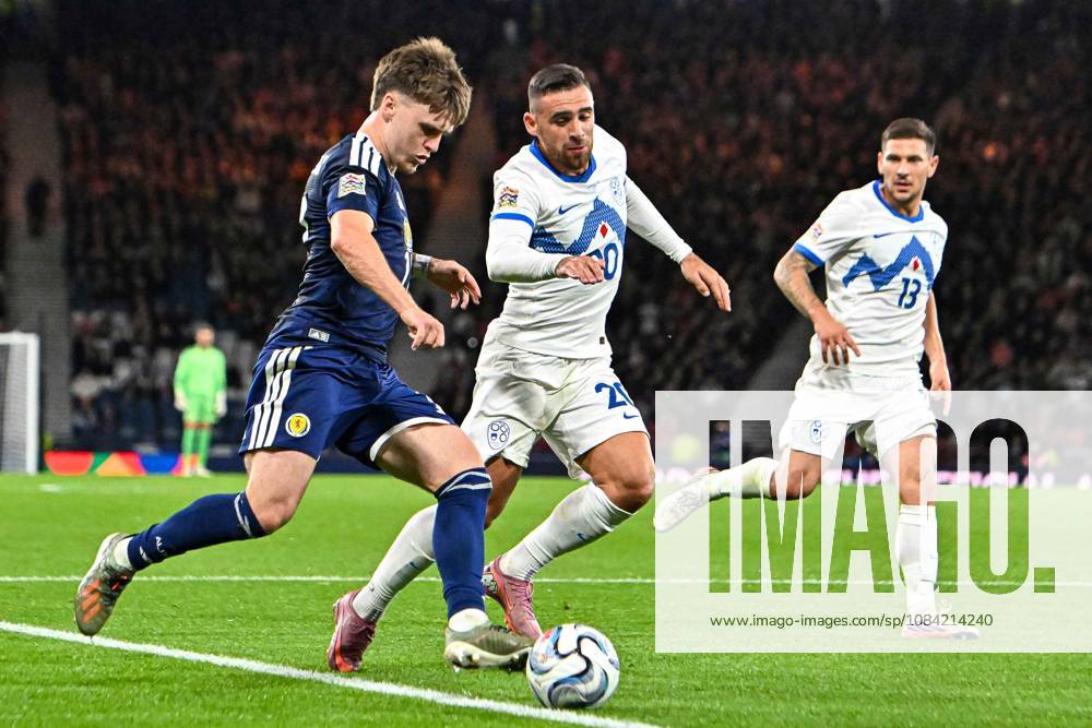 Scotland v Slovenia UEFA Nations League Ben Gannon-Doak of Scotland and Alijosa Matko of Slovenia during the UEFA Nations League match at Barclays Hampden, Glasgow 06 10 2026 UK Newspapers OUT