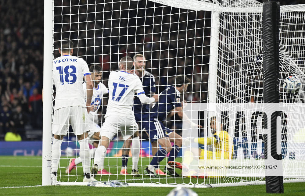 Glasgow, Scotland, 6th October 2026. Ryan Christie of Scotland scores the opening goal during the Scotland vs Slovenia UEFA Nations League match at Hampden Park, Glasgow. Picture credit should read: Neil Hanna Sportimage . SPI_019_NH_Scotland_Slovenia SPI-5054-0019