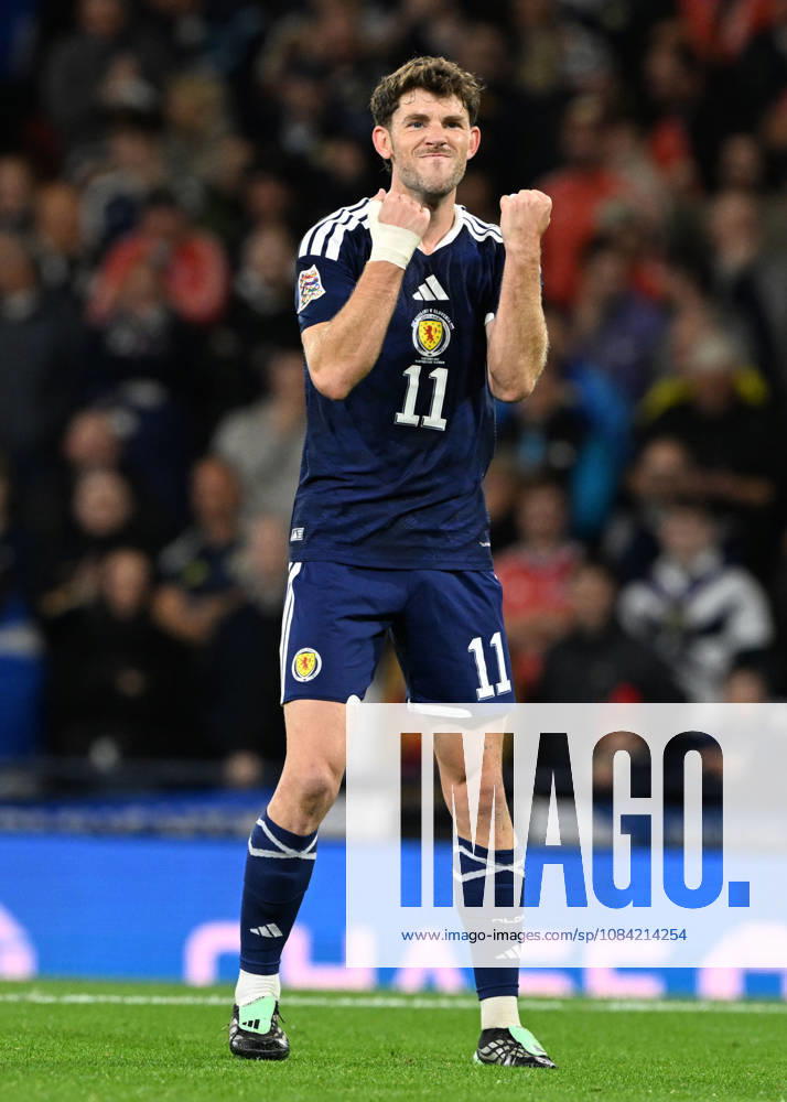 Glasgow, Scotland, 6th October 2026. Ryan Christie of Scotland scores the opening goal during the Scotland vs Slovenia UEFA Nations League match at Hampden Park, Glasgow. Picture credit should read: Neil Hanna Sportimage . SPI_021_NH_Scotland_Slovenia SPI-5054-0021