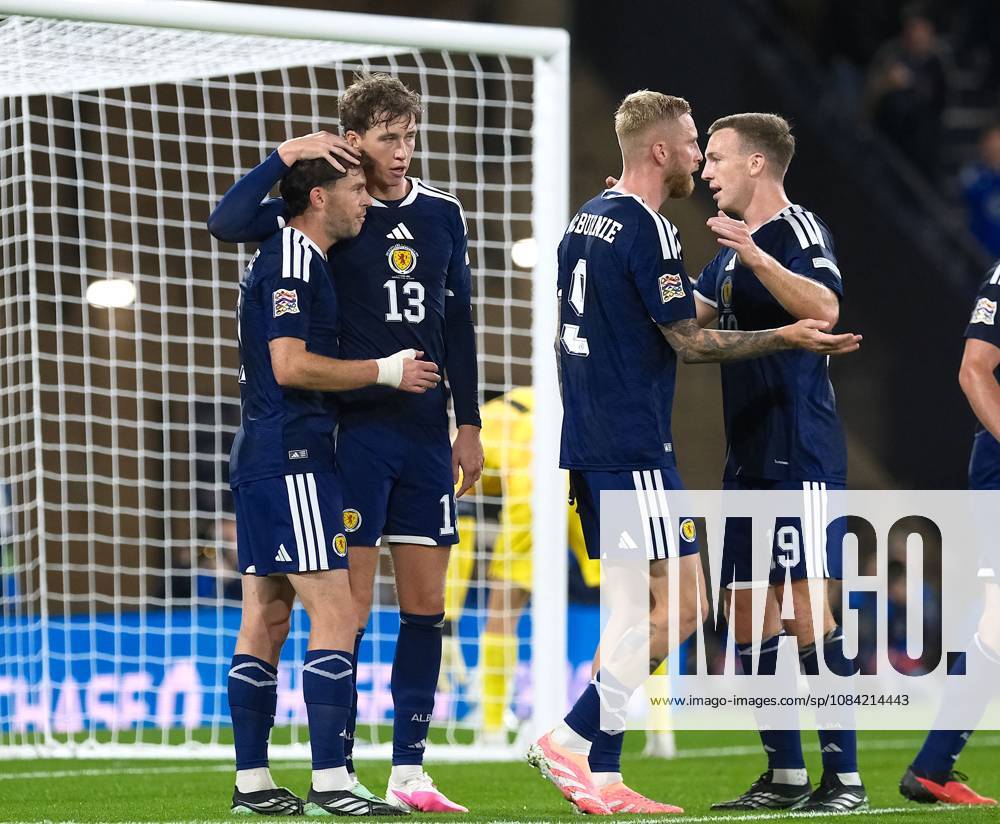 UK: Scotland v Slovenia, UEFA Nations League at Barclays Hampden, Glasgow, Scotland on 06 October 2026: Pictured: Ryan Christie (Scotland) bundles the ball over the line to make it 1-0 Glasgow Barclays Hampden Scotland