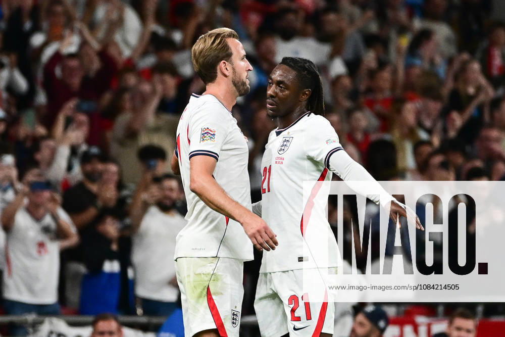 England v Czechia, UEFA Nations League GOAL England forward Harry Kane (9) scores a goal and celebrates with England midfielder Ebereche Eze (21) 2-0 during the UEFA Nations League match between England and Czechia at Wembley Stadium, London, UK on 6 October 2026. London Wembley Stadium Greater London UK Editorial use only ,