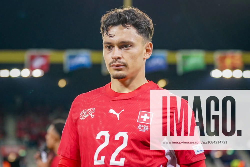 Fussball UEFA Nations League 2026 - 2027, 4. Spieltag - Schweiz vs Nordmazedonien - Thermoplan Arena (Luzern): Fabian Rieder (Schweiz, 22) Portraitfoto, Portrait, Einzelaufnahme, Porträt