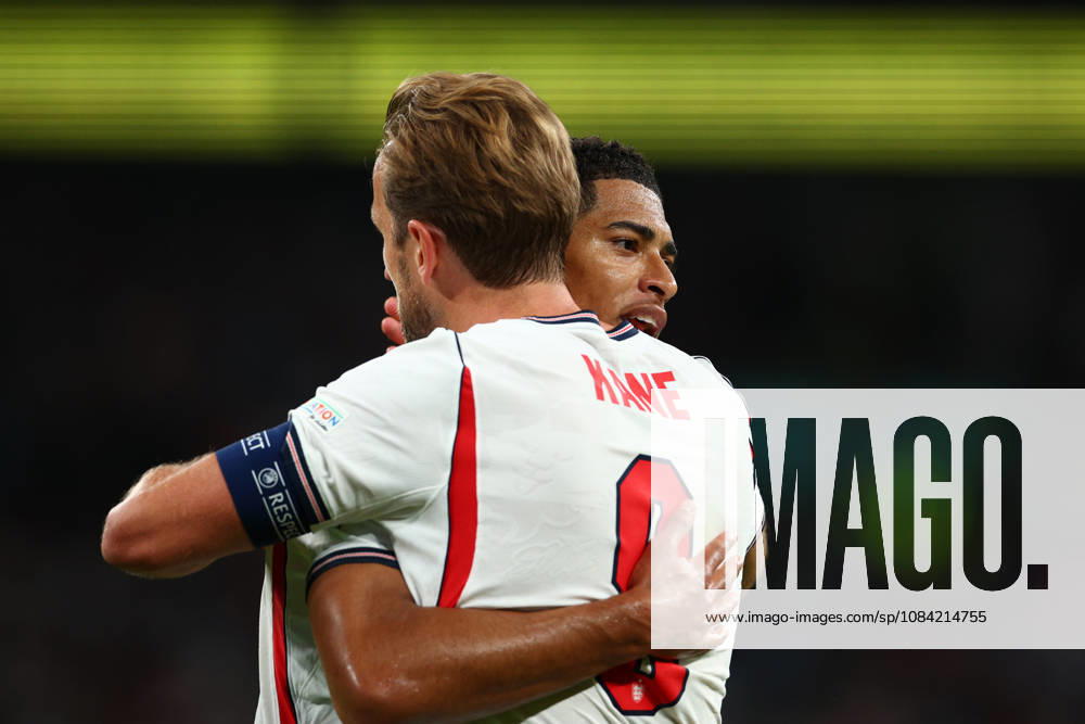 UEFA Nations League: England v Czech Republic LONDON, UK - 6th Oct 2026: Harry Kane of England celebrates scoring his side s second goal with team mate Jude Bellingham during the UEFA Nations League Group A3 match between England and Czech Republic at Wembley Stadium London Wembley Stadium England United Kingdom