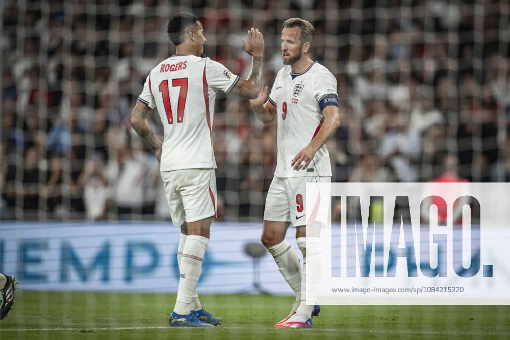 6th October 2026; Wembley Stadium, London, England; UEFA Nations League Football, England versus Czech Republic; Harry Kane of England celebrates with Morgan Rogers after scoring past Lukas Hornicek of Czech Republic in the 40th minute to make the score 2-0 GodfreyxPitt