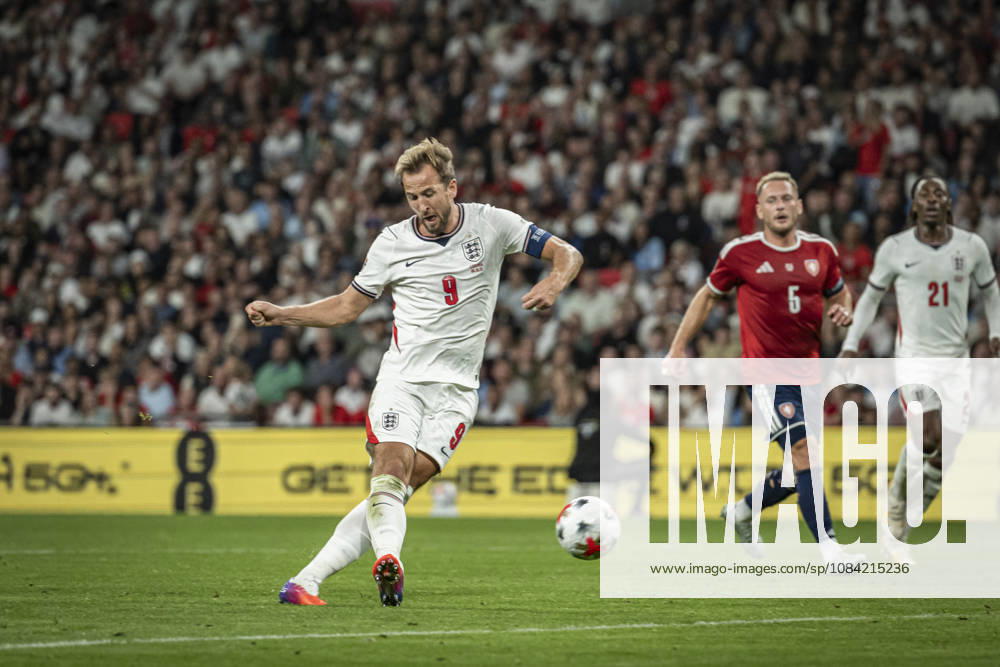 6th October 2026; Wembley Stadium, London, England; UEFA Nations League Football, England versus Czech Republic; Harry Kane of England scores in the 40th minute to make the score 2-0 GodfreyxPitt