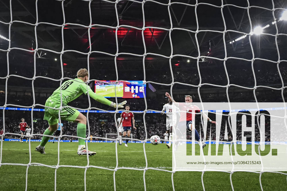 6th October 2026; Wembley Stadium, London, England; UEFA Nations League Football, England versus Czech Republic; Vladimir Coufal of Czech Republic scores past his own goalkeeper Lukas Hornicek in the 27th minute to make the score 1-0 GodfreyxPitt
