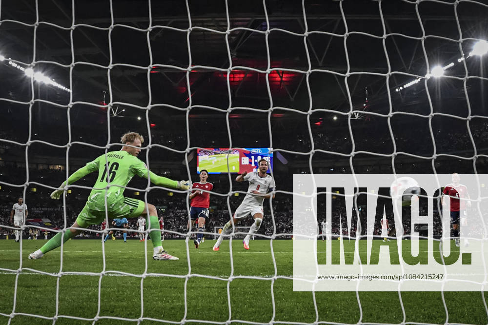 6th October 2026; Wembley Stadium, London, England; UEFA Nations League Football, England versus Czech Republic; Harry Kane of England scores past Lukas Hornicek of Czech Republic in the 40th minute to make the score 2-0 GodfreyxPitt